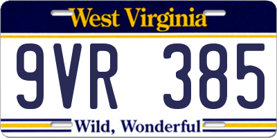 WV license plate 9VR385