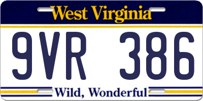 WV license plate 9VR386