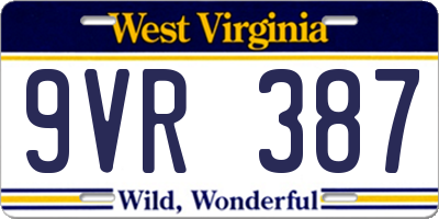 WV license plate 9VR387