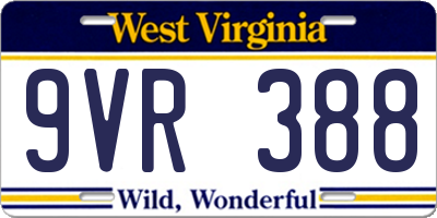 WV license plate 9VR388