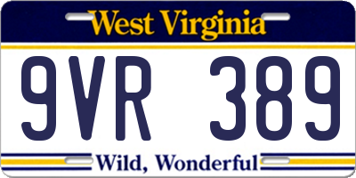 WV license plate 9VR389