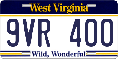 WV license plate 9VR400