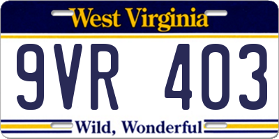 WV license plate 9VR403