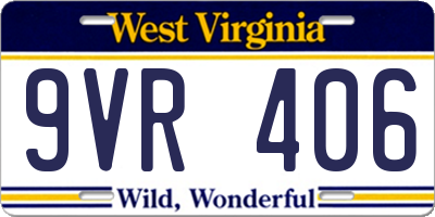 WV license plate 9VR406