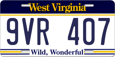 WV license plate 9VR407