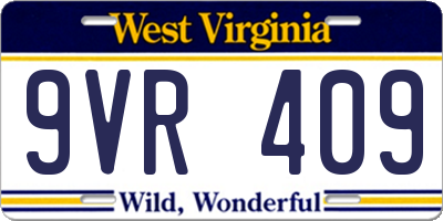 WV license plate 9VR409