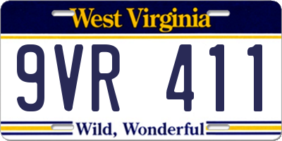 WV license plate 9VR411