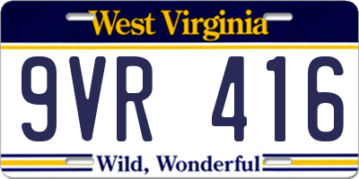 WV license plate 9VR416