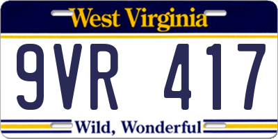 WV license plate 9VR417