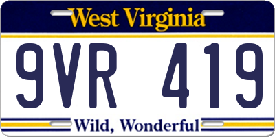 WV license plate 9VR419