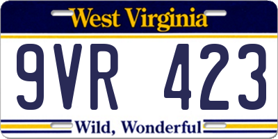 WV license plate 9VR423