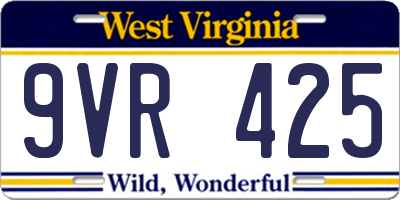 WV license plate 9VR425