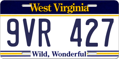 WV license plate 9VR427