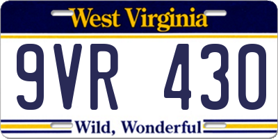 WV license plate 9VR430