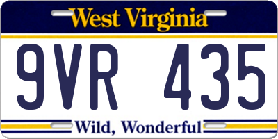 WV license plate 9VR435
