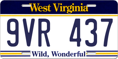 WV license plate 9VR437