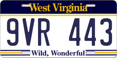 WV license plate 9VR443
