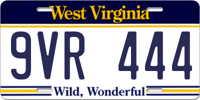 WV license plate 9VR444