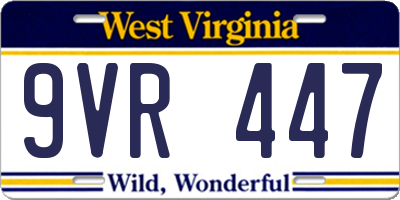 WV license plate 9VR447