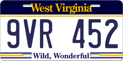 WV license plate 9VR452
