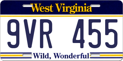 WV license plate 9VR455