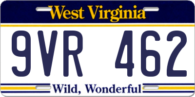 WV license plate 9VR462