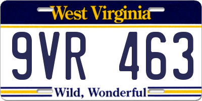 WV license plate 9VR463