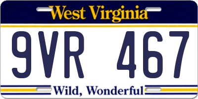 WV license plate 9VR467