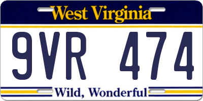 WV license plate 9VR474