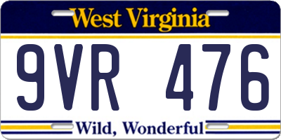 WV license plate 9VR476