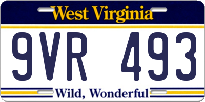 WV license plate 9VR493