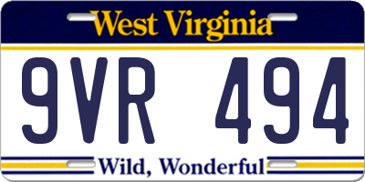 WV license plate 9VR494