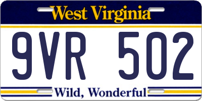 WV license plate 9VR502