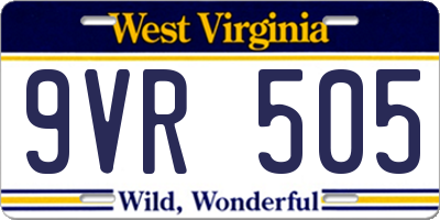 WV license plate 9VR505