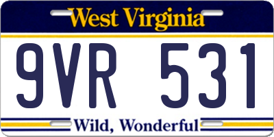 WV license plate 9VR531