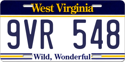 WV license plate 9VR548