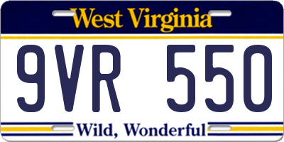 WV license plate 9VR550
