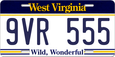 WV license plate 9VR555