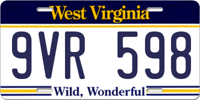 WV license plate 9VR598