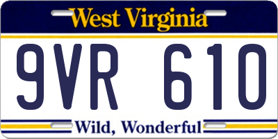 WV license plate 9VR610