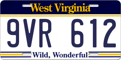 WV license plate 9VR612