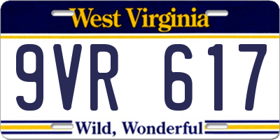 WV license plate 9VR617