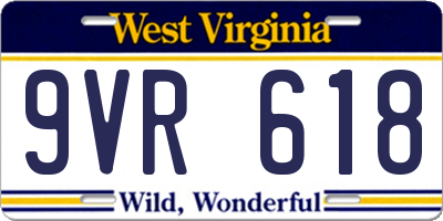 WV license plate 9VR618
