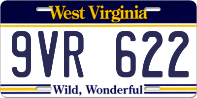 WV license plate 9VR622