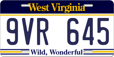 WV license plate 9VR645