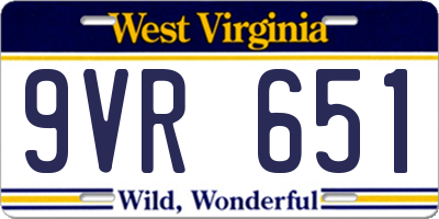 WV license plate 9VR651