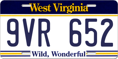 WV license plate 9VR652