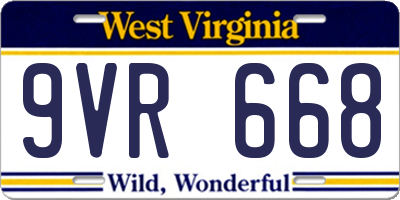WV license plate 9VR668