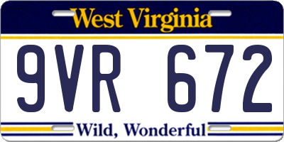 WV license plate 9VR672