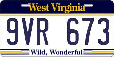 WV license plate 9VR673
